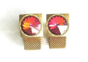 �y���������z�����Y�A�N�Z�T��?�@1roundvtg wrapmesh cufflinks red rivoli stones goldtonevtg wrap a round mesh cufflinks red rivoli stones goldtone