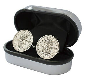 �y���������z�����Y�A�N�Z�T��?�@luxury shilling coin cufflinks choice of date1947to 1966perfect birthday presluxury shilling coin cufflinks choice of date