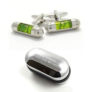 yzYANZT?@XsbgxJtNX{bNXgreen spirit level tradesman cufflinks amp; engraved gift box