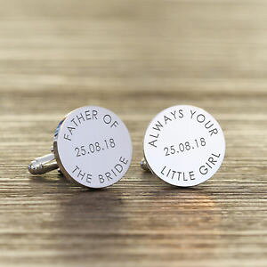 �y���������z�����Y�A�N�Z�T��?�@�p�[�\�i���C�Y�V���o�[�J�t�����N�Xpersonalised silver plated father of the bride wedding date dad cufflinks gift
