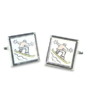 �y���������z�����Y�A�N�Z�T��?�@�X�m�[�{�[�_�[�J�t�����N�Xsnowboarder cartoon cufflinks