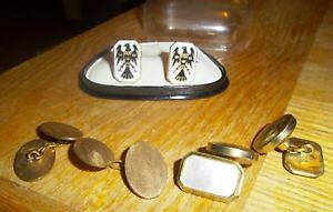 �y���������z�����Y�A�N�Z�T��?�@�r���e�[�W�C�[�O���V���{���Z�b�g listing3 sets of vintage cufflinksenamel eagle symbol mop 12 ct
