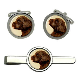 �y���������z�����Y�A�N�Z�T��?�@�t�����X���E���h�^�C�N���b�v�Z�b�gbarbet french water dog round cufflink and tie clip set