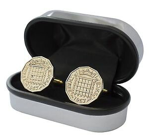 �y���������z�����Y�A�N�Z�T��?�@�y���X�R�C���J�t�����N�Xluxury brass 3d three pence coin cufflinks choice of date 19371967 birthday