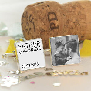 �y���������z�����Y�A�N�Z�T��?�@�p�[�\�i���C�Y�V���o�[personalised photo silver plated father of the bride wedding date cufflink