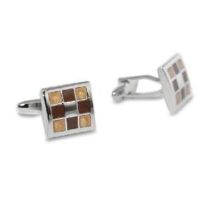 �y���������z�����Y�A�N�Z�T��?�@�p�l���J�t�����N�Xnine panel brown cufflinks