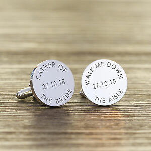�y���������z�����Y�A�N�Z�T��?�@�J�t�X�����Npersonalised silver plated father of the bride aisle wedding date cufflink