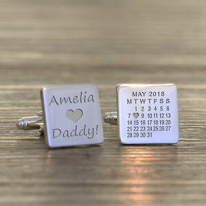 �y���������z�����Y�A�N�Z�T��?�@�p�[�\�i���C�Y�J�����_�[�J�t�X�{�^���J�t�����Npersonalised childs name silver plated loves daddy calendar cufflinks cuff link
