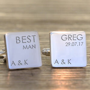 �y���������z�����Y�A�N�Z�T��?�@�p�[�\�i���C�Y�A�b�V���[personalised wedding role wedding square cufflink best man groom usher groomsman