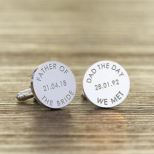 �y���������z�����Y�A�N�Z�T��?�@�p�[�\�i���C�Ypersonalised silver plated father of the bridegroom wedding date cufflink