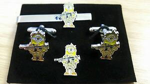 �y���������z�����Y�A�N�Z�T��?�@���y���s��military minions cufflink,tieslide lapel pin set, despicable me, minion soldier
