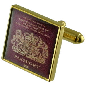 �y���������z�����Y�A�N�Z�T��?�@�p�X�|�[�g�S�[���h�X�N�G�A�J�t�����N�Xtravel holiday passport gold square cufflinks with engraved personalised case