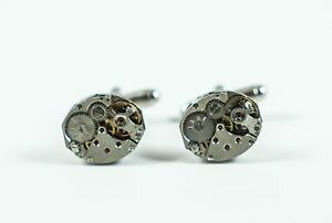�y���������z�����Y�A�N�Z�T��?�@���[�u�����g�J�t�X�{�^��watch movement cufflinks steampunk gears machine industrial oval