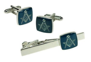 yzYANZT?@JtX{^{bNX^Co[Zbgblue amp; silver masonic g cufflinks amp; tie bar set in box
