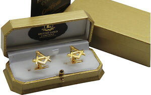 �y���������z�����Y�A�N�Z�T��?�@�S�[���h�P�[�X�R���p�X�J�t�X�{�^���Z�b�gfreemason gold cufflinks quality masonic luxury gift set in case compass no g