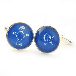�y���������z�����Y�A�N�Z�T��?�@�J�t�X�����N artwork cufflinks displaying a childs drawing personalised fathers day gift
