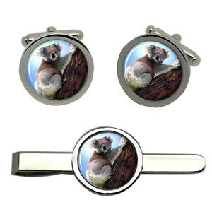 �y���������z�����Y�A�N�Z�T��?�@�R�A�����E���h�^�C�N���b�v�Z�b�gkoala bear round cufflink and tie clip set