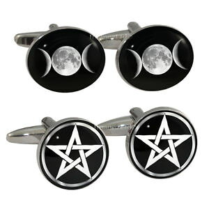 yzYANZT?@gv[}WbNtriple moon amp; pentacle cufflink set in leather gift case pentagram wicca magic