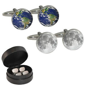 yzYANZT?@U[P[X[JtNXplanet earth amp; moon cufflinks in leather case astronomy space nasa lunar
