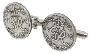 �y���������z�����Y�A�N�Z�T��?�@�R�C���v���[���g�J�t�����N�X�_�C���N�gsilver sixpence coin mens birthday gift year 1949 69 years by cufflinks direct