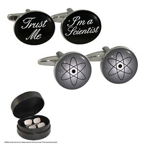�y���������z�����Y�A�N�Z�T��?�@�P�[�Xtrust me im a scientist amp; atom cufflink set in leather case science student