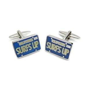 �y���������z�����Y�A�N�Z�T��?�@���C�Z���X�v���[�g�J�t�X�{�^��surfs up licence plate cufflinks