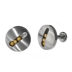【送料無料】メンズアクセサリ—　ラウンドチタンカフリンクスビーズround titanium cufflinks with brass moving bead details u204