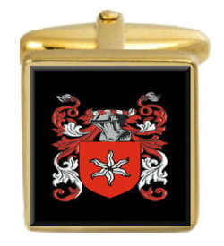 【送料無料】メンズアクセサリ—　イングランドカフスボタンボックスコートaxe england family crest surname coat of arms gold cufflinks engraved box