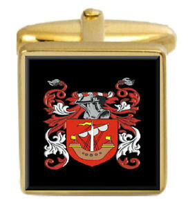 �y���������z�����Y�A�N�Z�T��?�@�C�M���X�J�t�X�{�^���{�b�N�X�R�[�gtomes england family crest surname coat of arms gold cufflinks engraved box