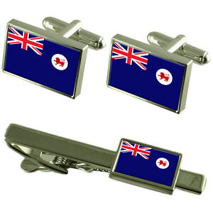 【送料無料】メンズアクセサリ? タスマニアカフスボタンタイクリップマッチングボックスセットtasmania flag cufflinks tie clip matching box gift set