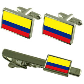 【送料無料】メンズアクセサリ—　コロンビアカフスボタンタイクリップマッチングボックスセットcolombia flag cufflinks tie clip matching box gift set