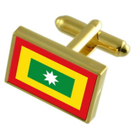 【送料無料】メンズアクセサリ—　バランキージャコロンビアゴールドフラッグカフスボタンボックスbarranquilla city colombia gold flag cufflinks engraved box