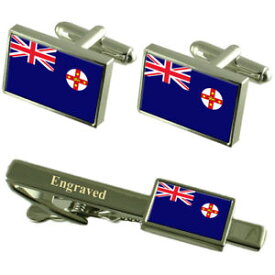 【送料無料】メンズアクセサリ—　ニューサウスウェールズカフスボタンタイクリップマッチングボックス south wales flag cufflinks engraved tie clip matching box set