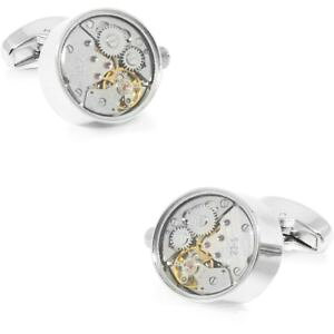 �y���������z�����Y�A�N�Z�T��?�@�J�t�X�{�^��working watch movement steampunk cufflinks silver