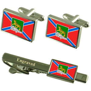 �y���������z�����Y�A�N�Z�T��?�@�E���W�I�X�g�N���V�A�J�t�X�{�^���^�C�N���b�v�Z�b�gvladivostok city russia flag cufflinks engraved tie clip set