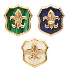 �y���������z�����Y�A�N�Z�T��?�@�J�t�X�{�^�������Y�W���G���[gold plated 925 sterling silver gemstone fleur de lis cufflinks mens jewelry