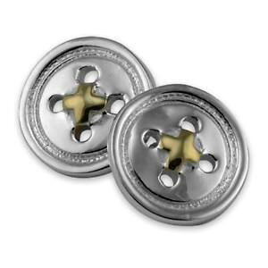 �y���������z�����Y�A�N�Z�T��?�@�X�^�[�����O�V���o�[�{�^���J�t�����N�X925 sterling silver amp; gold button cufflinks