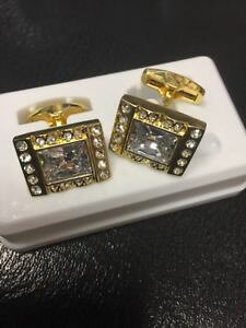 �y���������z�����Y�A�N�Z�T��?�@�J�t�X�����N�J�t�X�����N gold with clear crystals men�fs ladies luxury cufflinks gift boxed cufflinks