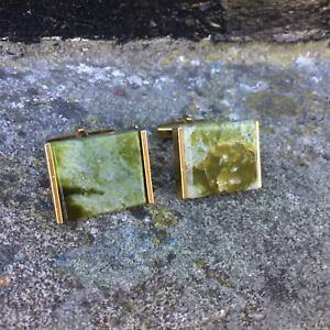 yzYANZT?@re[WgJtNS[hg[J{Vvintage retro cuff links 1960fs 1970fs chunky gold tone green gemstone cabochon