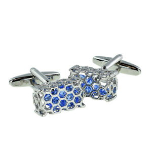 �y���������z�����Y�A�N�Z�T��?�@�{�b�N�X×�J�t�����N�X�n�j�J���o�X�P�b�ghoneycomb basket of blue crystals cufflinks in a cufflink box x2aj276