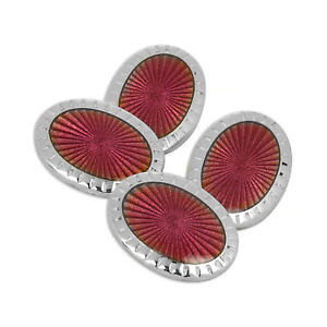 yzYANZT?@X^[OVo[[YGiTo[Xg`F[sterling silver amp; rose enamel sunburst with border doublesided chain oval cuffl