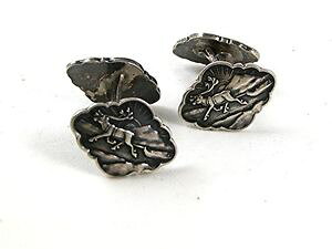 �y���������z�����Y�A�N�Z�T��?�@�r���e�[�W�X�J���W�i�r�A�g�i�J�C�V���o�[vintage scandanavian 830s silver of a reindeer cufflnks signed 91316