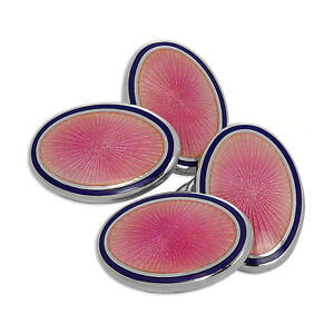 yzYANZT?@bordX^[OsNGi`F[JtXNsterling silver pink enamel sunburst doublesided chain oval cufflinks with bord