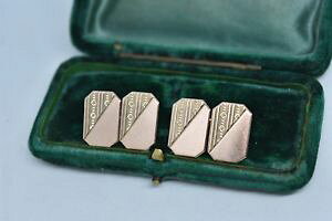 �y���������z�����Y�A�N�Z�T��?�@���B���e�[�W���[�Y�S�[���h�����Y�J�t�X�{�^���A�[���f�R�f�U�C��vintage 9ct rose gold mens cufflinks with an art deco design 708g g140