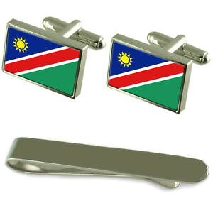 yzYANZT?@i~rAVo[JtX{^^CNbv{bNXZbgnamibia flag silver cufflinks tie clip box gift set