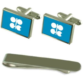 【送料無料】メンズアクセサリ—　opecフラグシルバーカフスボタンタイクリップボックスセットopec flag silver cufflinks tie clip box gift set