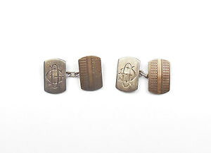 �y���������z�����Y�A�N�Z�T��?�@�A�[���f�R�f�U�C���r���e�[�W�X�^�[�����O�V���o�[cufflinks art deco design vintage 925 sterling silver gents initial 56g