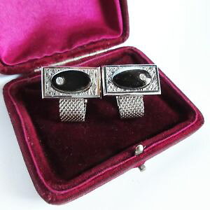 yzYANZT?@Be[WJtX{^bVbvVo[g[w}^Cgvintage cufflinks mesh wrap silver tone hematite free delivery