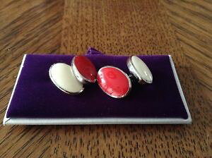 yzYANZT?@bhGiJtX{^{bNXuht m lewin red amp; white enamel cufflinks brand in box
