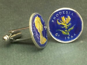 �y���������z�����Y�A�N�Z�T��?�@�C�M���X���[�f�V�A�R�C�������J�t�����N�X1964 british rhodesia coin cufflinks flame lily 20mm